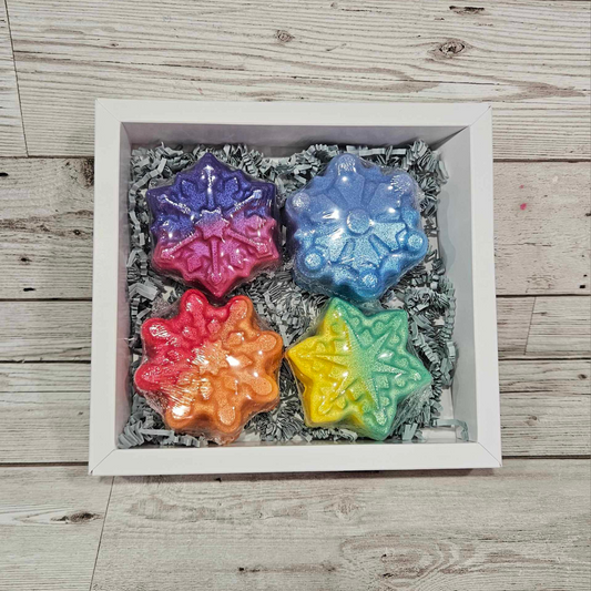 'Rainbow Snowflakes' Set of 4 Bath Bombs